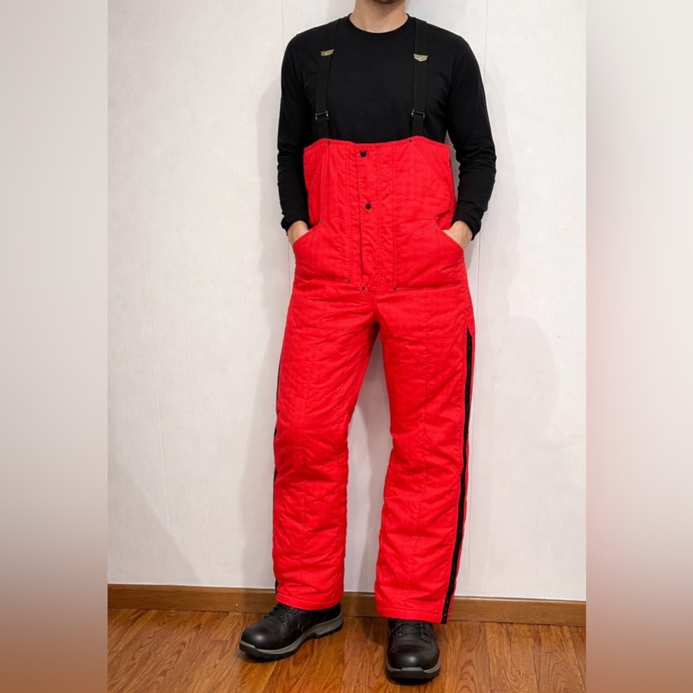 Vintage RefrigiWear Insulated Snow Bib Overalls Blaze Orange Cold Storage